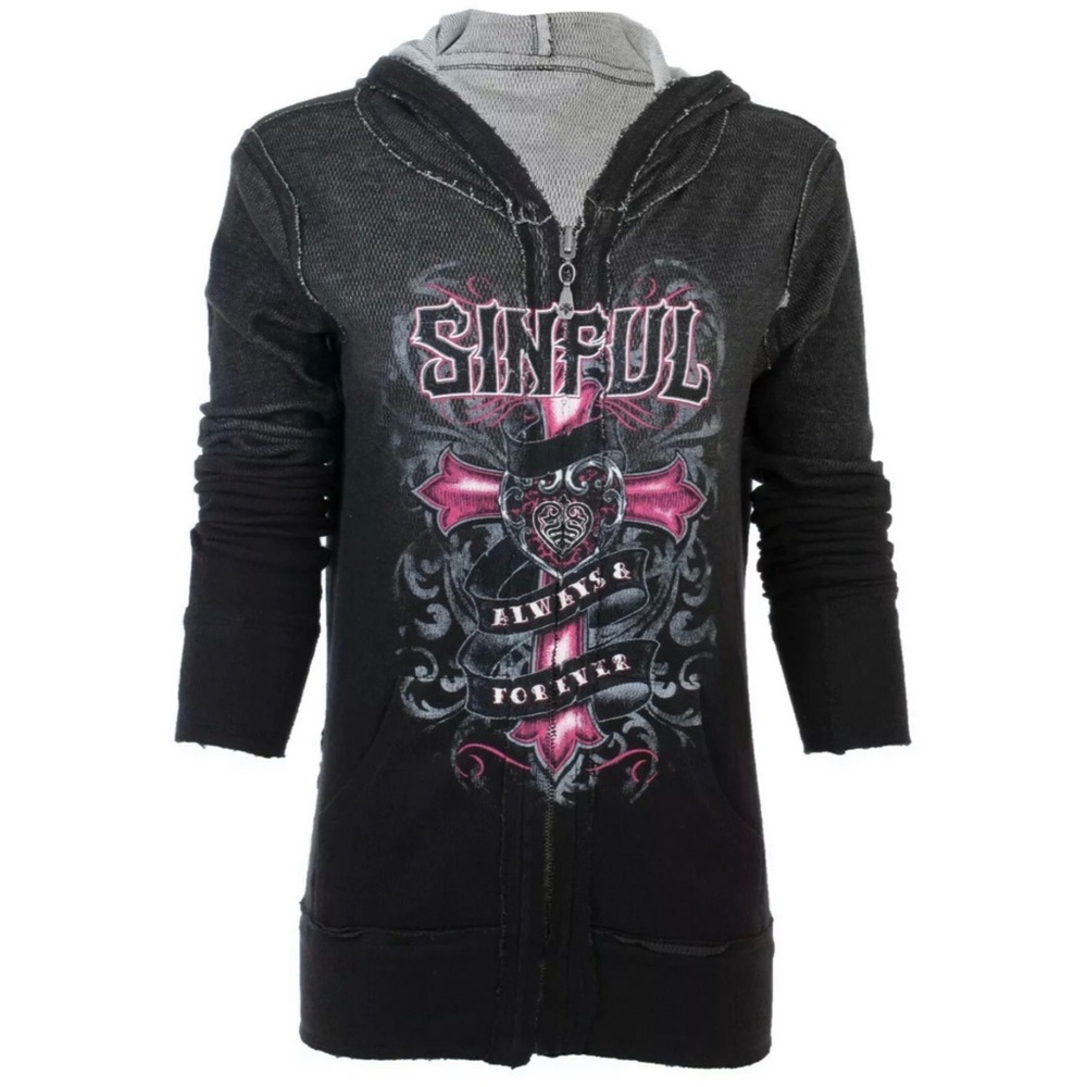 SINFUL AFFLICTION REVERSIBLE Hoodie DARK ROMANCE - Picture 6 of 11